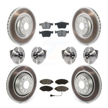 Front Rear Hub Bearing Coated Brake Rotor & Pads Kit (10Pc) For Audi Q3 Volkswagen Arteon KBB-116823