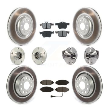 Front Rear Hub Bearing Coated Brake Rotor Pads Kit (10Pc) For 19-20 Volkswagen Arteon FWD KBB-116824