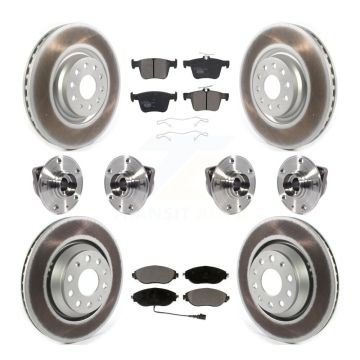 Front Rear Hub Bearing Coated Brake Rotor & Pads Kit (10Pc) For Audi Q3 Volkswagen Arteon KBB-116835