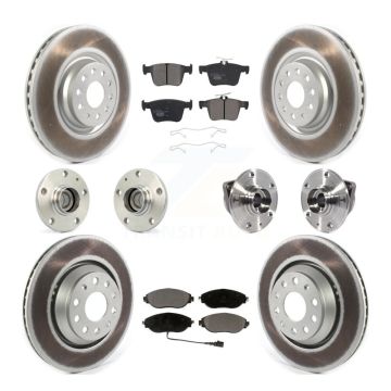 Front Rear Hub Bearing Coated Brake Rotor Pads Kit (10Pc) For 19-20 Volkswagen Arteon FWD KBB-116836