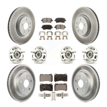 Front Rear Hub Bearings Coated Disc Brake Rotors And Pads Kit (10Pc) For Cadillac XTS KBB-116873