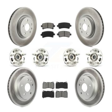 Front Rear Hub Bearings Coated Disc Brake Rotors And Pads Kit (10Pc) For Cadillac XTS KBB-116906