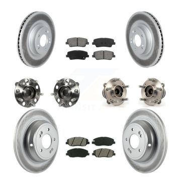 Front Rear Hub Bearing Coated Disc Brake Rotor & Pads Kit (10Pc) For Hyundai Genesis 3.8L KBB-116907