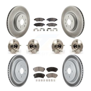 Front Rear Hub Bearings Coated Disc Brake Rotors And Pads Kit (10Pc) For Cadillac CTS KBB-116920
