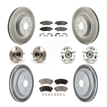 Front Rear Hub Bearings Coated Disc Brake Rotors And Pads Kit (10Pc) For Cadillac CTS KBB-116921