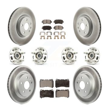 Front Rear Hub Bearings Coated Disc Brake Rotors And Pads Kit (10Pc) For Cadillac XTS KBB-116933