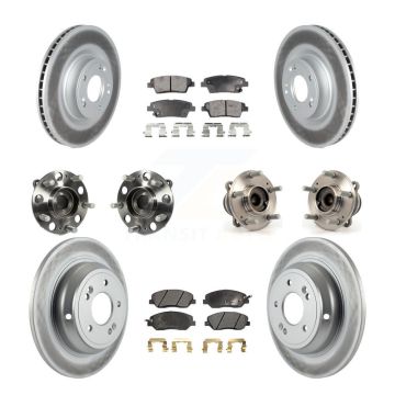Front Rear Hub Bearing Coated Disc Brake Rotor & Pads Kit (10Pc) For Hyundai Genesis 3.8L KBB-116934