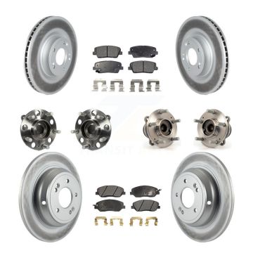 Front Rear Hub Bearing Coated Disc Brake Rotor & Pads Kit (10Pc) For Hyundai Genesis 3.8L KBB-116935