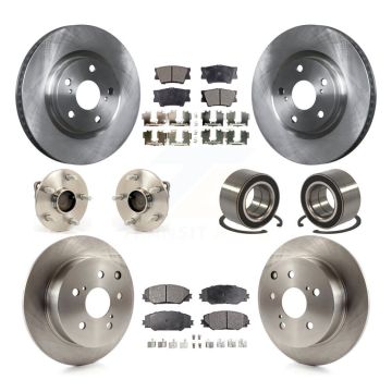 Front Rear Hub Bearing Brake Rotor Pads Kit (10Pc) For Pontiac Vibe With Sport Suspension KBB-116984