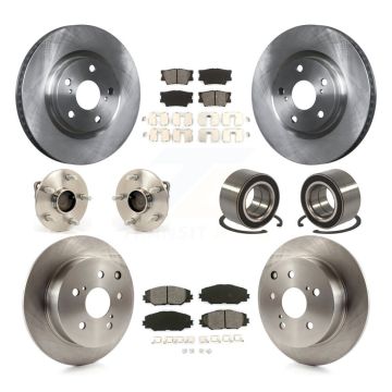 Front Rear Hub Bearing Brake Rotor Pads Kit (10Pc) For Pontiac Vibe With Sport Suspension KBB-116985