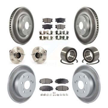Front Rear Hub Bearing Coat Brake Rotor Pads Kit (10Pc) For Pontiac Vibe GT with FWD 2.4L KBB-116989