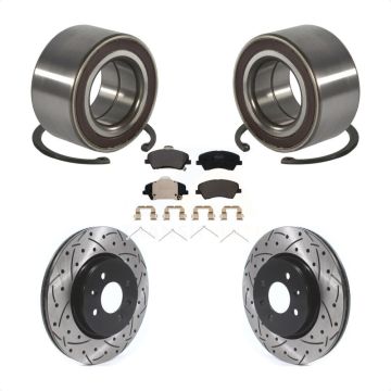 Front Wheel Bearing Coated Drilled Slotted Brake Rotor Pad Kit For Kia Rio Hyundai Accent KBB-117025