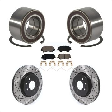 Front Wheel Bearing Coated Drilled Slotted Brake Rotor Pad Kit For Kia Rio Hyundai Accent KBB-117026