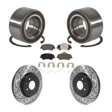 Front Wheel Bearing Coated Drilled Slotted Brake Rotor Pad Kit For Kia Rio Hyundai Accent KBB-117029