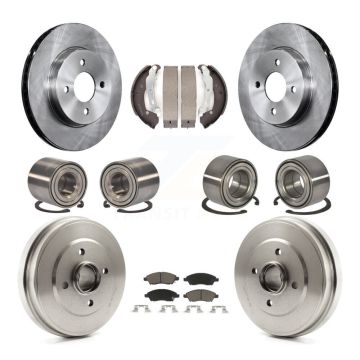 Front Rear Bearing Disc Brake Rotors And Pads Shoe Kit (10Pc) For Nissan Micra Versa Note KBB-117049