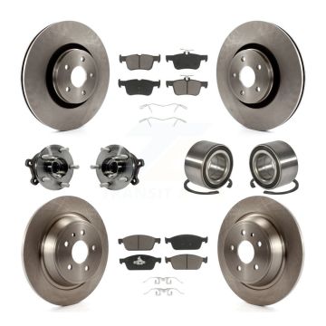 Front Rear Wheel Hub Bearing Disc Brake Rotor And Ceramic Pads Kit (10Pc) For Lincoln MKC KBB-117053