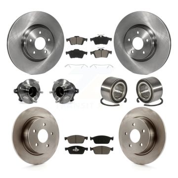 Front Rear Hub Bearing Brake Rotor Pad Kit (10Pc) For 2013-2016 Ford Escape FWD with 2.0L KBB-117056