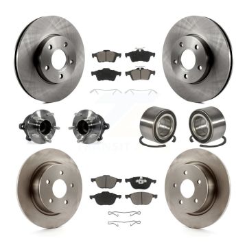 Front Rear Hub Bearing Brake Rotor & Pad Kit (10Pc) For Ford C-Max Without Parking Assist KBB-117060