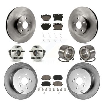 Front Rear Hub Bearing Disc Brake Rotor And Pad Kit (10Pc) For Toyota Matrix Pontiac Vibe KBB-117062