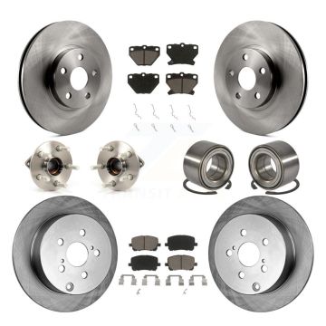 Front Rear Hub Bearing Disc Brake Rotor Pad Kit (10Pc) For Toyota Matrix Pontiac Vibe AWD KBB-117064