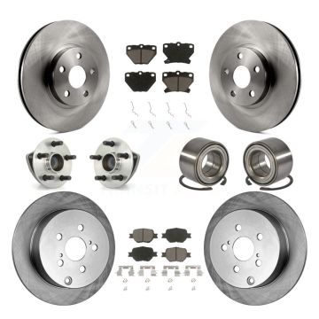 Front Rear Hub Bearings Disc Brake Rotors And Ceramic Pads Kit (10Pc) For Toyota Celica KBB-117065