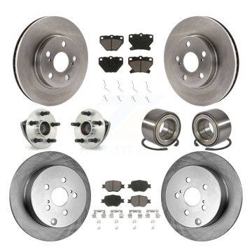 Front Rear Hub Bearing Brake Rotor Pads Kit (10Pc) For 2001 Toyota Celica GT with Non-ABS KBB-117067