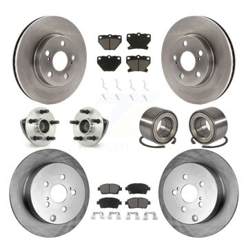 Front Rear Hub Bearing Brake Rotor Pads Kit (10Pc) For 2000 Toyota Celica GT with Non-ABS KBB-117069