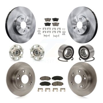 Front Rear Wheel Hub Bearing Disc Brake Rotor And Ceramic Pad Kit (10Pc) For Honda Accord KBB-117073