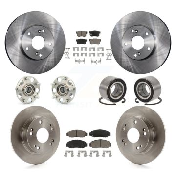 Front Rear Wheel Hub Bearing Disc Brake Rotor And Ceramic Pad Kit (10Pc) For Honda Accord KBB-117074