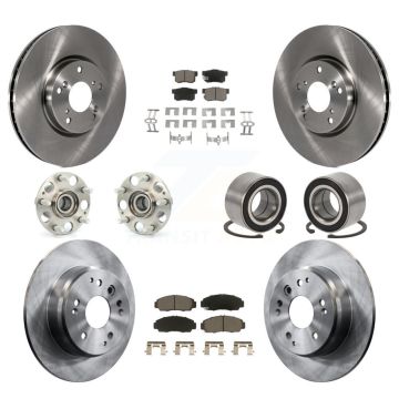 Front Rear Hub Bearing Brake Rotor And Pad Kit (10Pc) For Acura TL Automatic transmission KBB-117077