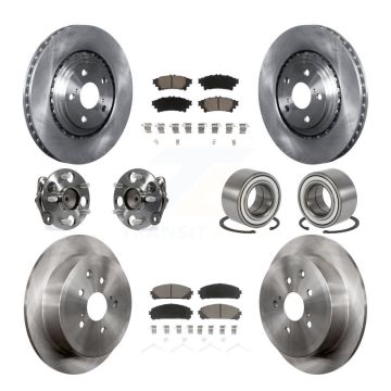 Front Rear Hub Bearing Disc Brake Rotor & Pads Kit (10Pc) For 2011-2020 Toyota Sienna FWD KBB-117078
