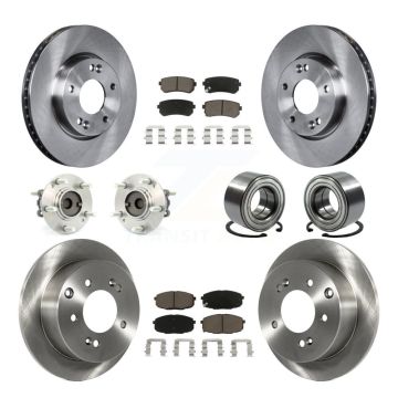 Front Rear Hub Bearings Disc Brake Rotors And Pads Kit (10Pc) For Kia Forte Koup Forte5 KBB-117080