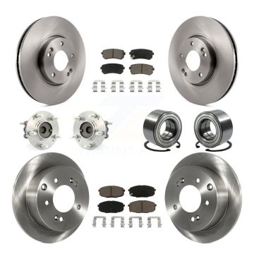Front Rear Hub Bearings Disc Brake Rotors And Pads Kit (10Pc) For Kia Forte Koup Forte5 KBB-117081