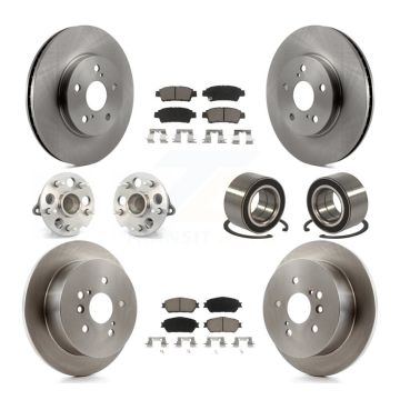 Front Rear Hub Bearing Disc Brake Rotor & Pads Kit (10Pc) For 2004-2010 Toyota Sienna FWD KBB-117082