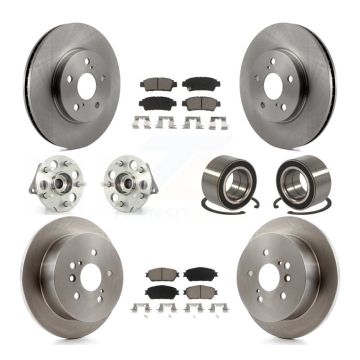Front Rear Hub Bearing Disc Brake Rotor & Pads Kit (10Pc) For 2004-2010 Toyota Sienna AWD KBB-117083