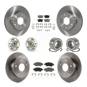 Front Rear Hub Bearings Disc Brake Rotors And Pads Kit (10Pc) For Honda Civic Acura RSX KBB-117084