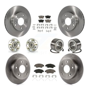 Front Rear Wheel Hub Bearing Disc Brake Rotor And Pad Kit (10Pc) For 2004 Honda Civic SiR KBB-117085