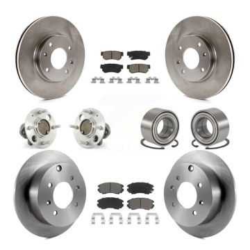 Front Rear Hub Bearing Brake Rotor Pads Kit (10Pc) For Hyundai Sonata Kia Optima Magentis KBB-117087
