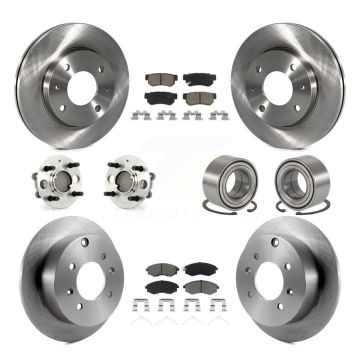 Front Rear Hub Bearing Disc Brake Rotor And Pad Kit (10Pc) For Hyundai Sonata 4-Wheel ABS KBB-117088