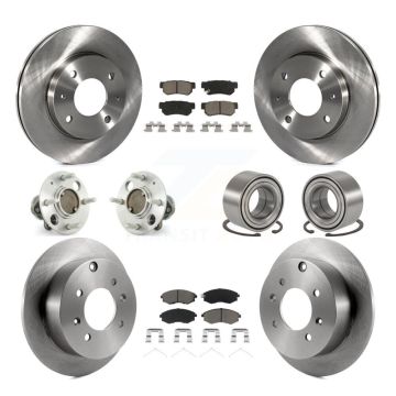 Front Rear Hub Bearings Disc Brake Rotors And Pads Kit (10Pc) For Hyundai Sonata Non-ABS KBB-117089