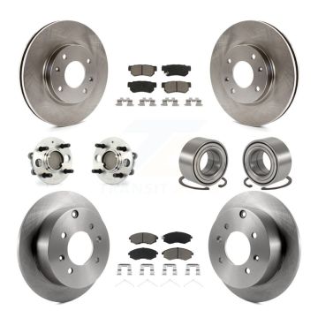 Front Rear Hub Bearing Brake Rotor And Pad Kit (10Pc) For 2004 Hyundai Sonata 4-Wheel ABS KBB-117090