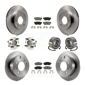 Front Rear Hub Bearings Disc Brake Rotors And Ceramic Pads Kit (10Pc) For Hyundai Sonata KBB-117092