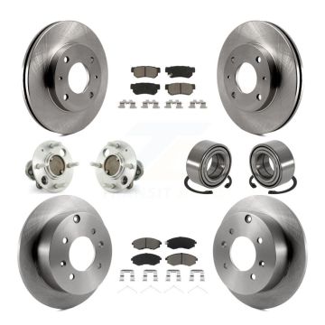 Front Rear Hub Bearings Disc Brake Rotors And Ceramic Pads Kit (10Pc) For Hyundai Sonata KBB-117093