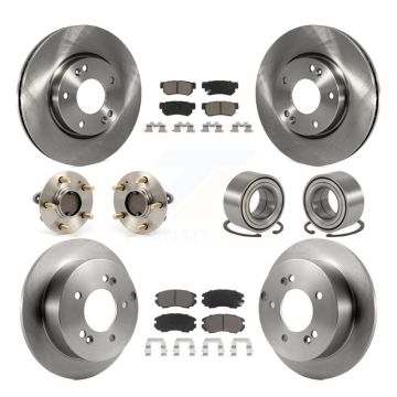 Front Rear Hub Bearing Brake Rotor Pads Kit (10Pc) For Hyundai Sonata Kia Optima Magentis KBB-117094
