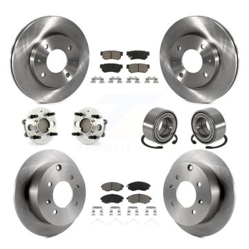 Front Rear Hub Bearing Brake Rotor Pads Kit (10Pc) For Hyundai Sonata Kia Optima Magentis KBB-117095