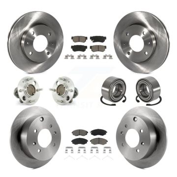 Front Rear Hub Bearing Brake Rotor Pads Kit (10Pc) For Hyundai Sonata Kia Optima Magentis KBB-117096