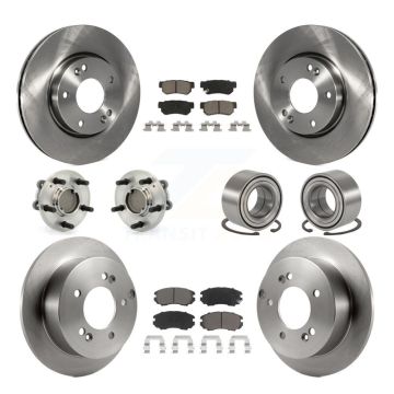 Front Rear Hub Bearing Brake Rotor Pads Kit (10Pc) For Hyundai Sonata Kia Optima Magentis KBB-117097