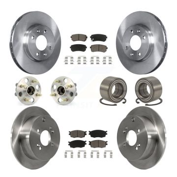 Front Rear Hub Bearing Disc Brake Rotor & Pads Kit (10Pc) For Hyundai Accent Kia Rio5 Rio KBB-117100