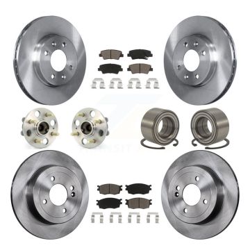 Front Rear Hub Bearing Brake Rotor And Pad Kit (10Pc) For 2011 Hyundai Accent 4-Wheel ABS KBB-117103