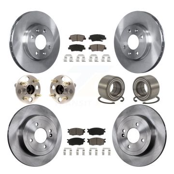 Front Rear Hub Bearing Disc Brake Rotor & Pads Kit (10Pc) For 2011 Hyundai Accent Non-ABS KBB-117104